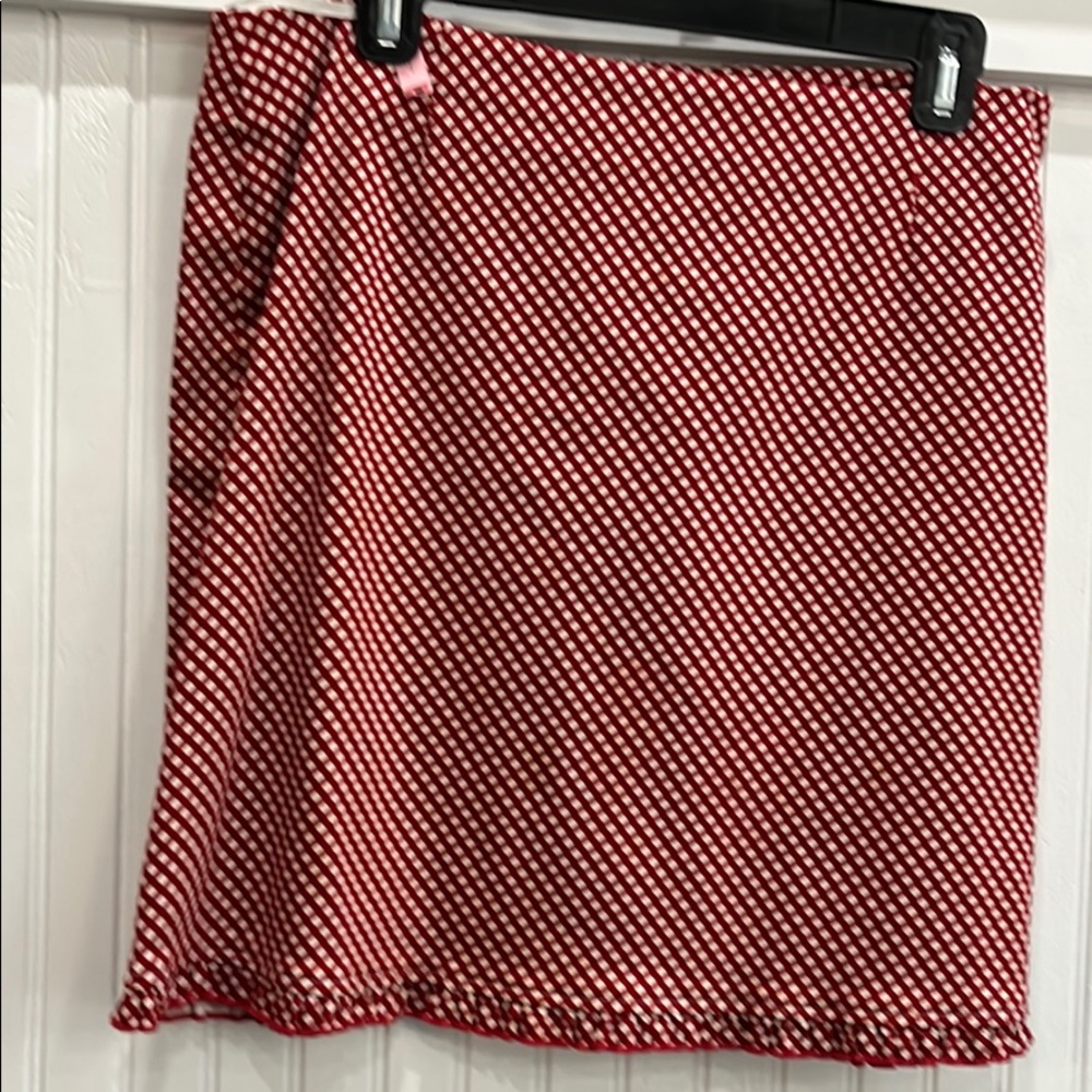 Game day red checked skirt